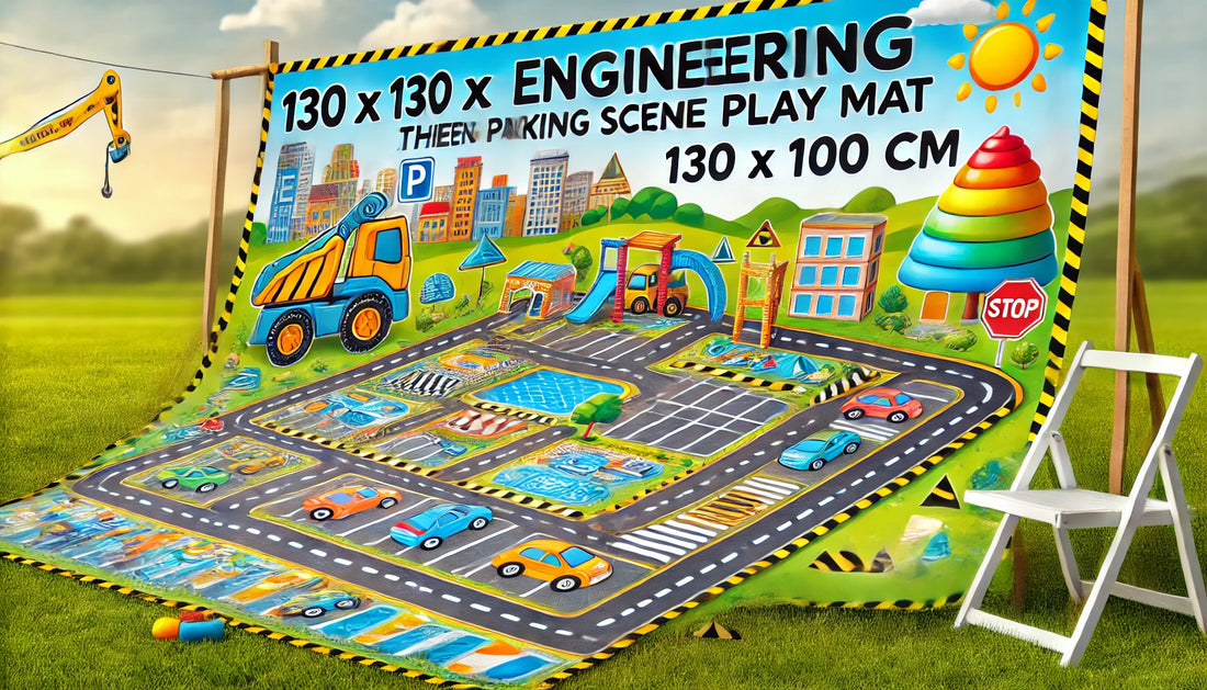 Unleash Creativity with the 130x100cm Engineering Parking Scene Play Mat: Perfect for Playtime, Picnics, and Beach Days!
