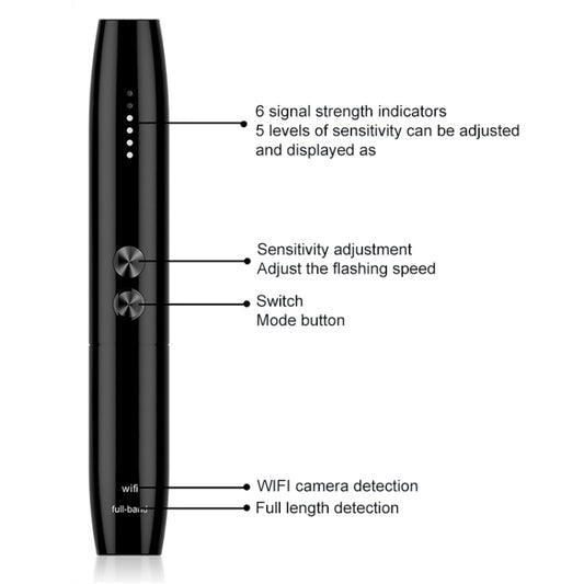 Black IR detector side view with indicator lights and mode/sensitivity control buttons