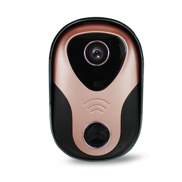 Rose gold and black WiFi video intercom doorbell with wide camera lens and speaker