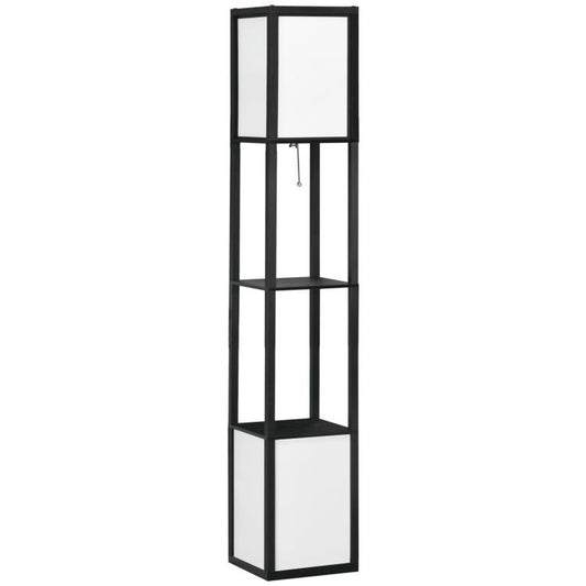 Modern Shelf Floor Lamp with Dual Ambient Light, Standing Lamp Living Room, Bedroom, 10.25 inchx10.25 inchx61.5 inch, Black