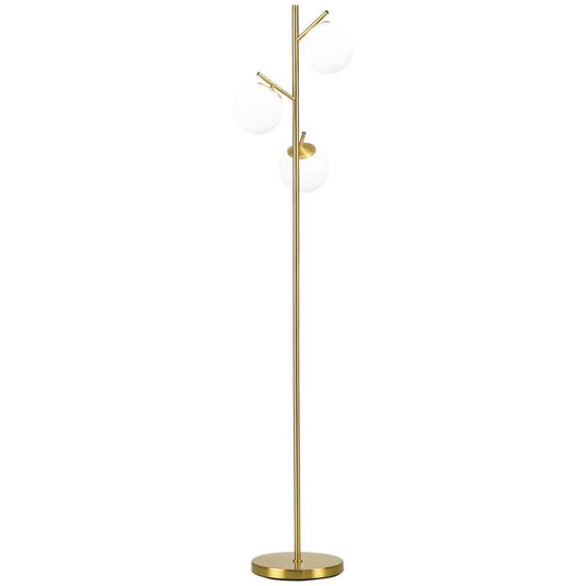 Modern 3-Light Floor Lamp for Living Room, Tree Standing Lamp with Globe Lampshades, 10.75 inchx10.75 inchx66.5 inch, Gold