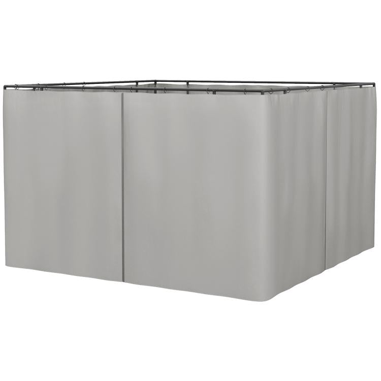 Gray gazebo sidewall set with four panels and top hanging rod