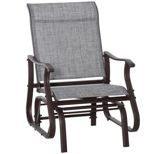 Outdoor Glider Chair, Gliders for Outside Patio with Steel Frame and Mesh Fabric for Backyard, Garden, and Porch, Gray
