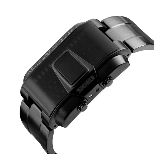 SKMEI multifunctional LED digital sports watch, black side profile with buttons