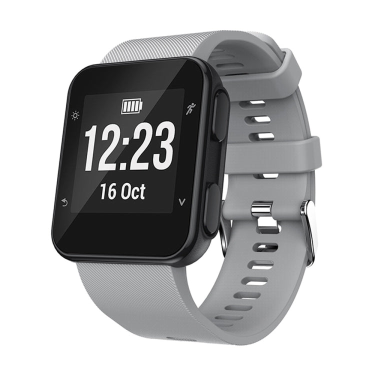 Silicone sport watch band with gray strap for Garmin Forerunner 35