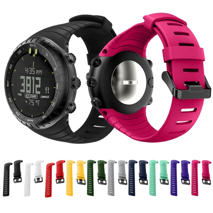 Silicone watch band assortment in multiple colors, shown in black and magenta