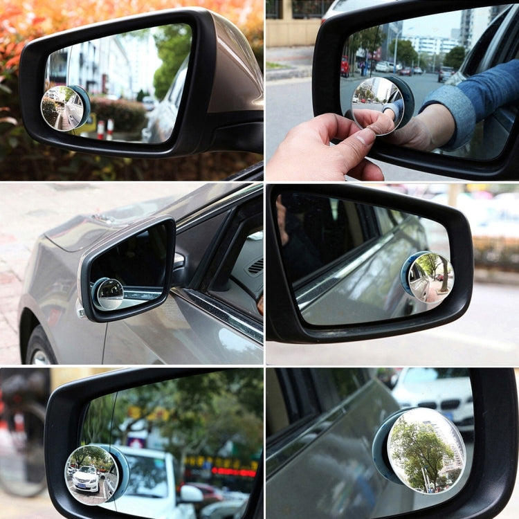 Wide-angle blind spot mirror attached to car side mirror housing, 5cm round lens