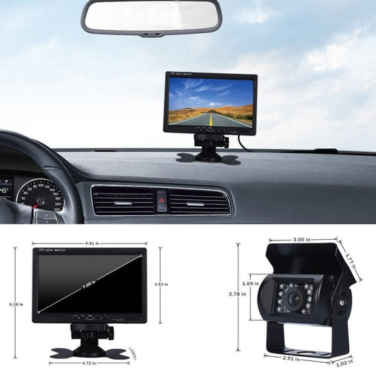 F0505 7 inch HD Car 18 IR LEDs Backup Camera Rearview Mirror Monitor, with 10m Cable, Single Camera