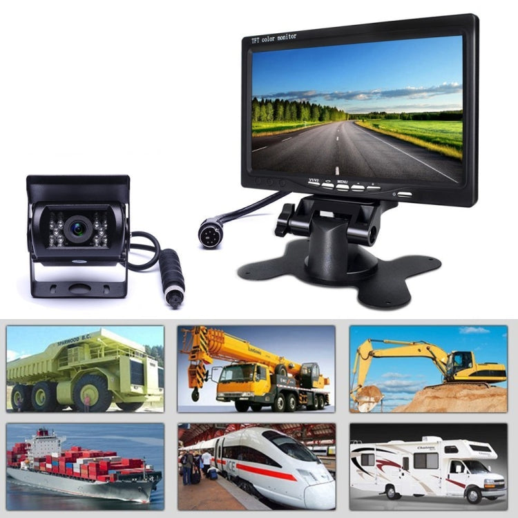 Backup monitor with road screen display and rear camera with mounting base and cable