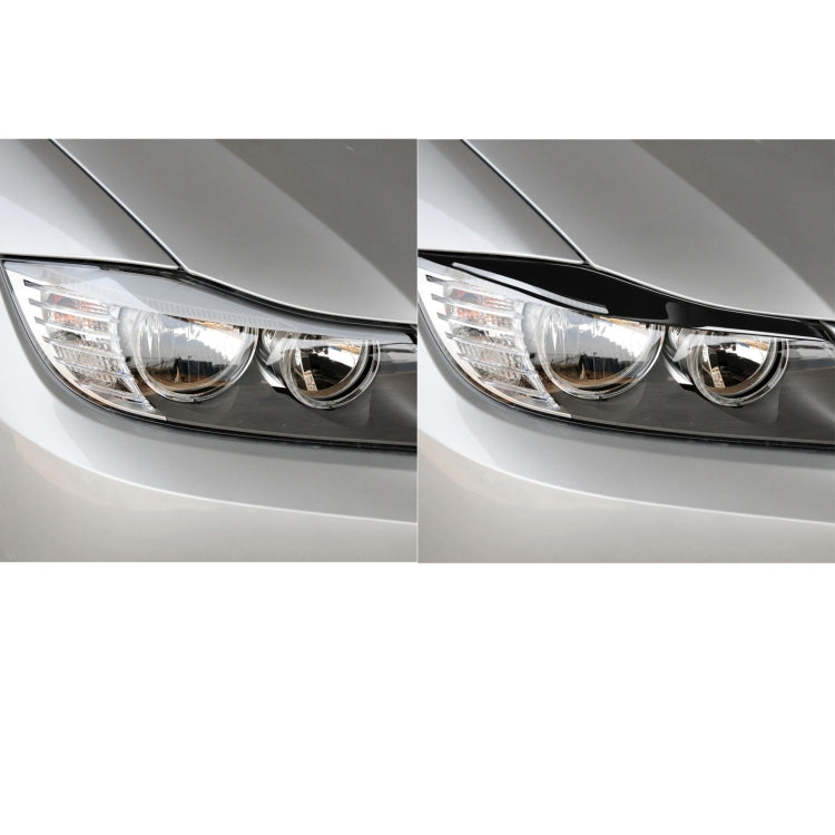 Black headlight eyebrow trim shown on front headlight, two angles