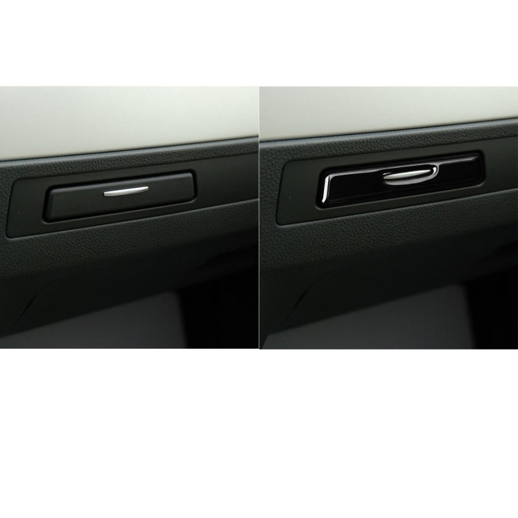 Before-and-after view of black cup holder trim stickers with oval openings