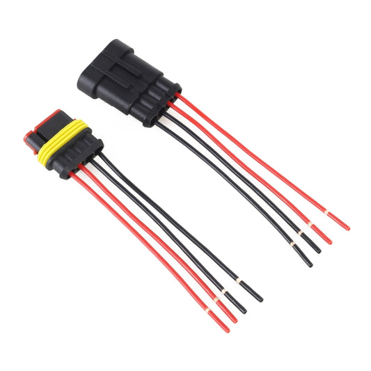 10pcs 3P Car Waterproof Plug Car Connector Plug-In, Length:10cm, 4P