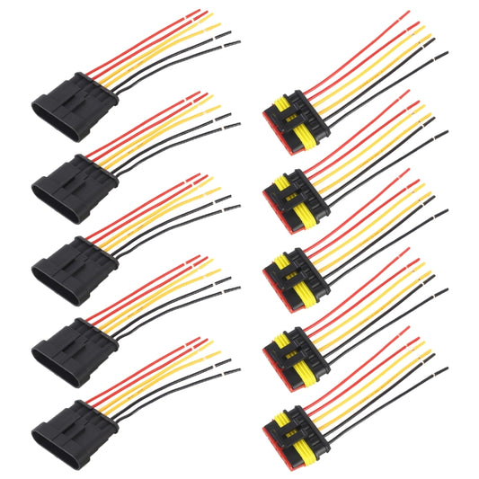 10pcs 5P Car Waterproof Plug Car Connector Plug-In, Length:10cm, 6P
