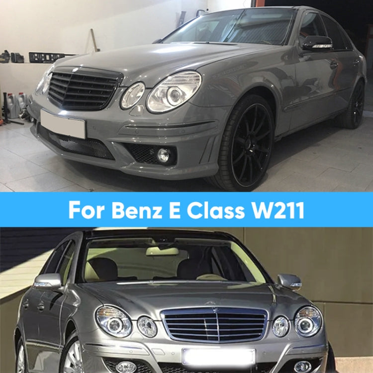 Mercedes-Benz E-Class W211 left headlight transparent protective cover, installed on vehicle