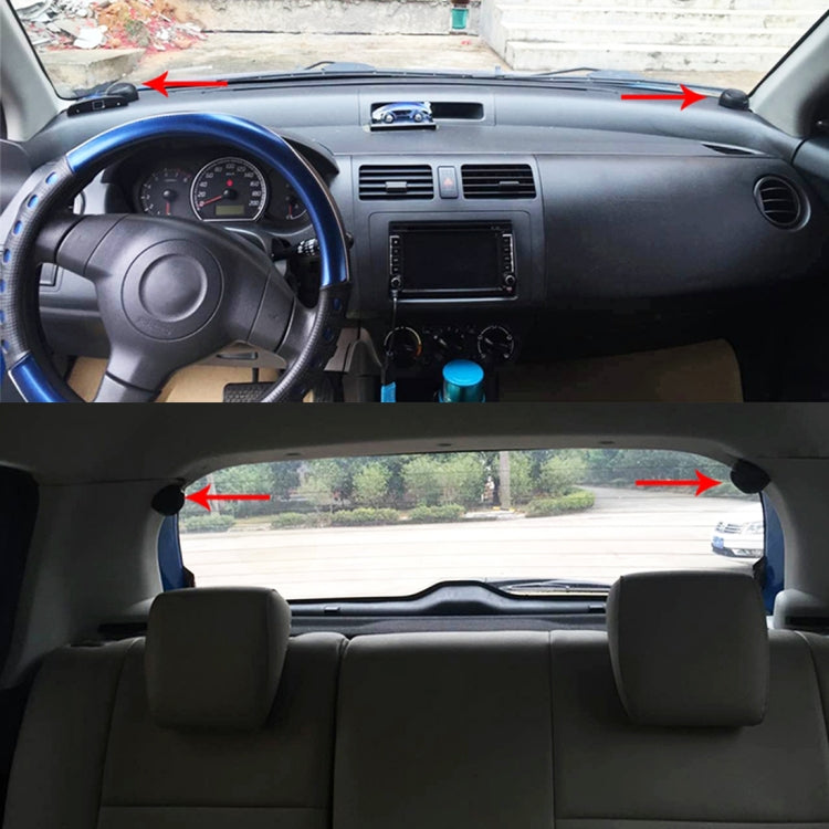 Car interior view showing dashboard and rear mounting spots marked with arrows
