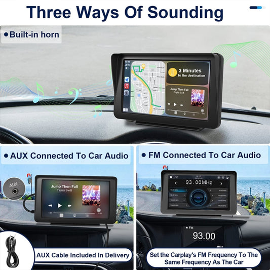 P701S 7 inch Portable Touch Display Wireless Car Navigator Smart CarPlay Bluetooth Reversing Image, P701S