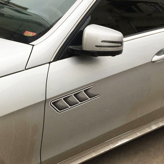 Car fake vent decorative sticker with chrome-look slats on side panel
