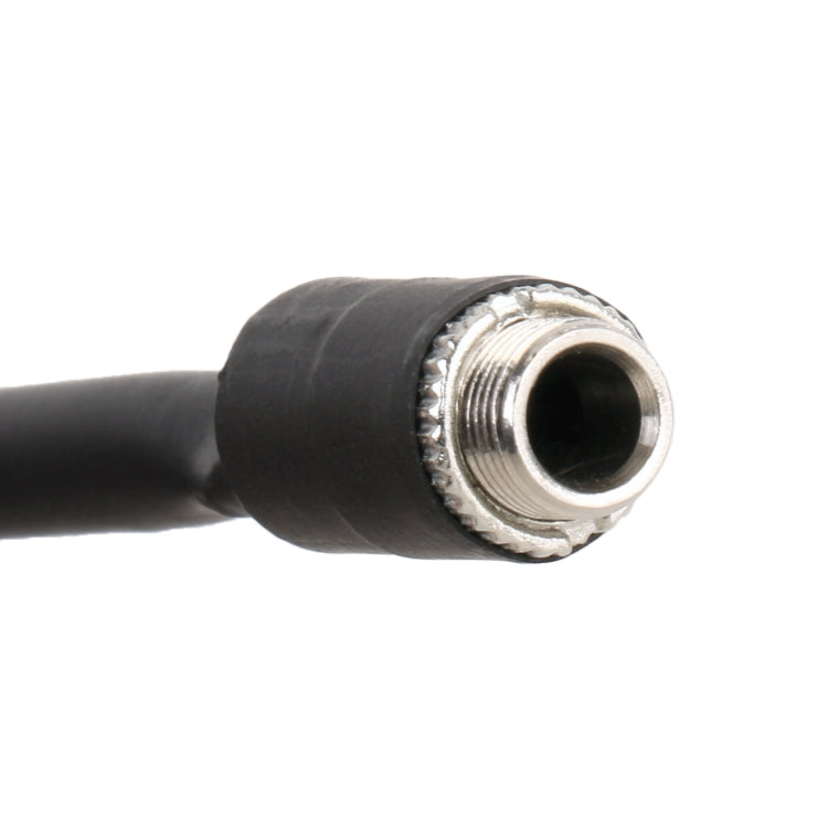 3.5mm AUX female jack on black audio cable with metal threaded ring