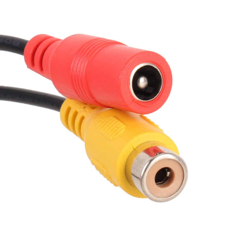 RCA adapter cable ends: red and yellow female jacks with black 4-pin connection