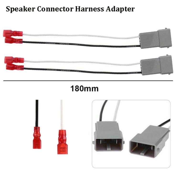 180mm speaker connector harness adapter with gray plugs and red speaker terminals