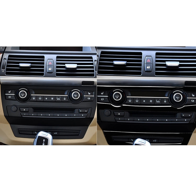 Car interior center vents with decorative black trim stickers, before and after view