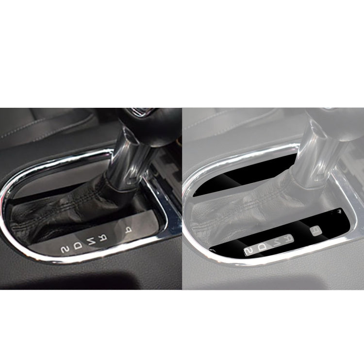 Installed shifter paddle trim with numbered accent marks in the center console