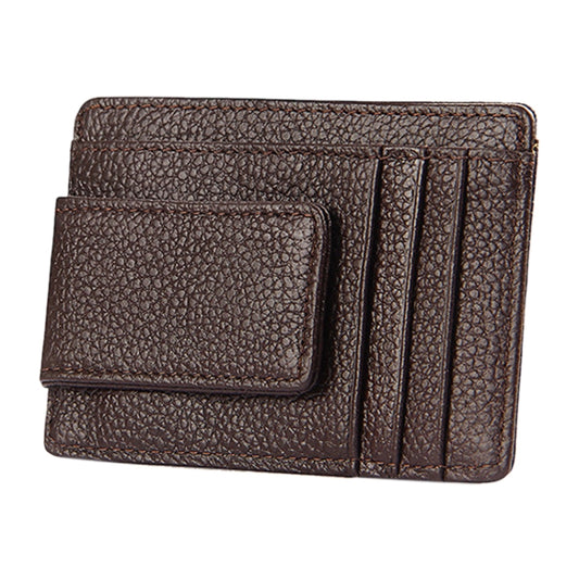 Cowhide Leather Solid Color Card Holder Wallet RFID Blocking Card Bag Protect Case with 3 Card Slots & Photo Frame, Size: 110*77*4mm