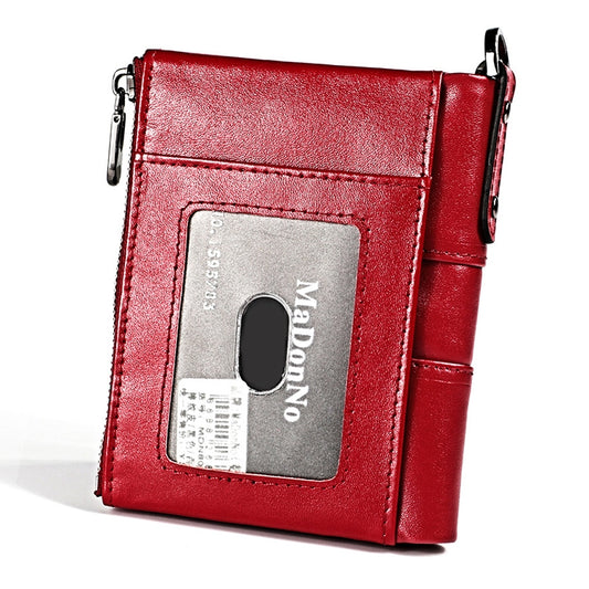 3529 Retro Crazy Horse Texture Double Zipper Anti-magnetic RFID Wallet for Man with Card Slots