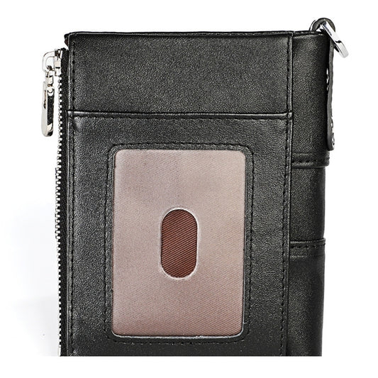 LT3529 Retro Crazy Horse Texture Double Zipper Anti-magnetic RFID Chain Wallet with Card Slots
