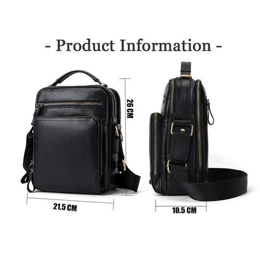 6028 Multifunctional Fashion Top-grain Leather Messenger Bag Casual Men Shoulder Bag