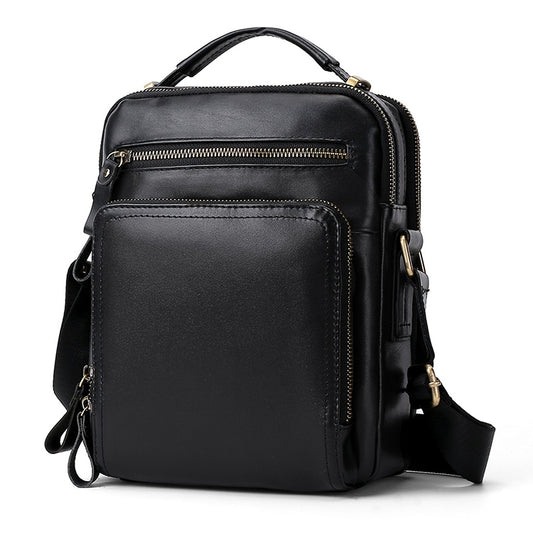 6028 Multifunctional Fashion Top-grain Leather Messenger Bag Casual Men Shoulder Bag