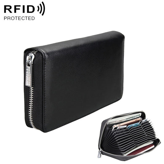 Antimagnetic RFID Large Capacity Long Style Genuine Leather Passport Package / Multifunctional and Many Card Slots Card Package