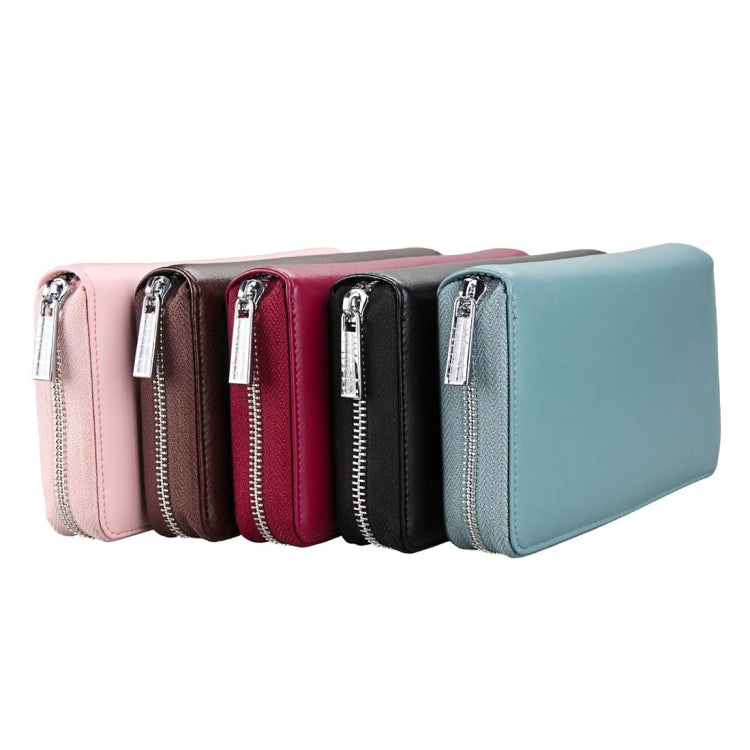 Long leather passport wallet, color assortment, double zip closure