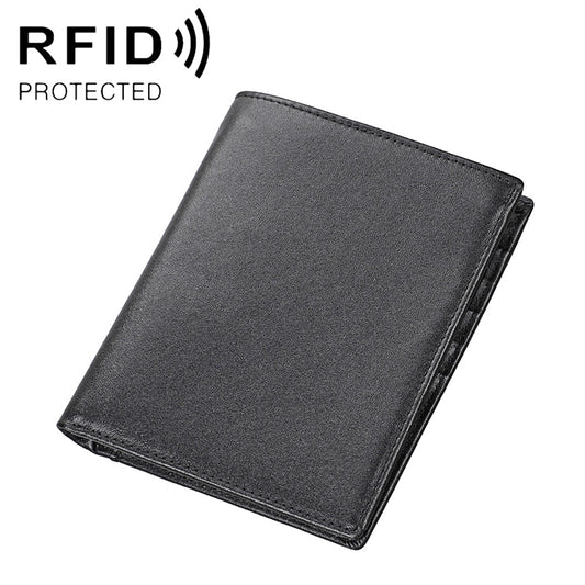 8235 Antimagnetic RFID Multi-function Crazy Horse Texture Leather Wallet Passport Bag