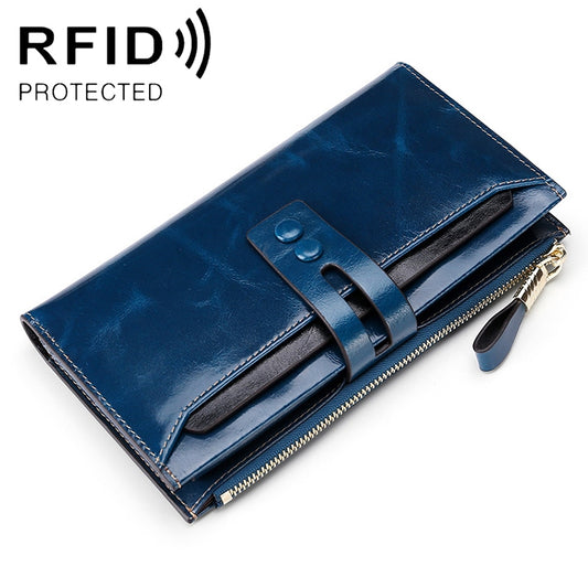 8239 Antimagnetic RFID Multi-function Leather Lady Wallet Large-capacity Purse with Detachable Card Holder (Rose Purple)