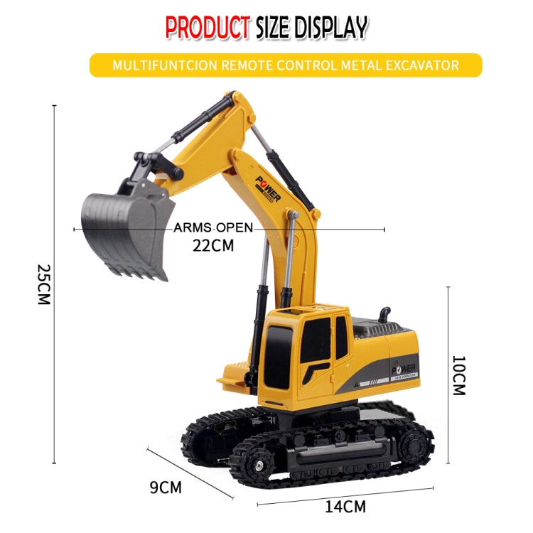 258-1 6 Channel 2.4G 1/24RC Remote-controlled Engineering Metal Excavator Charging RC Car, Metal