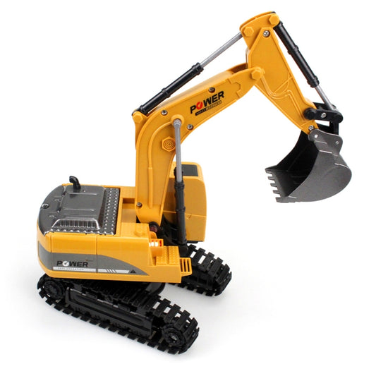 258-1 6 Channel 2.4G 1/24RC Remote-controlled Engineering Metal Excavator Charging RC Car, Metal