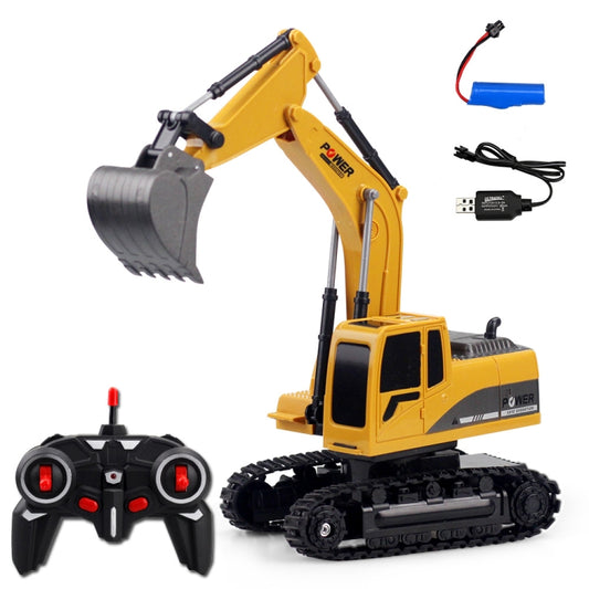 258-1 6 Channel 2.4G 1/24RC Remote-controlled Engineering Metal Excavator Charging RC Car, Metal