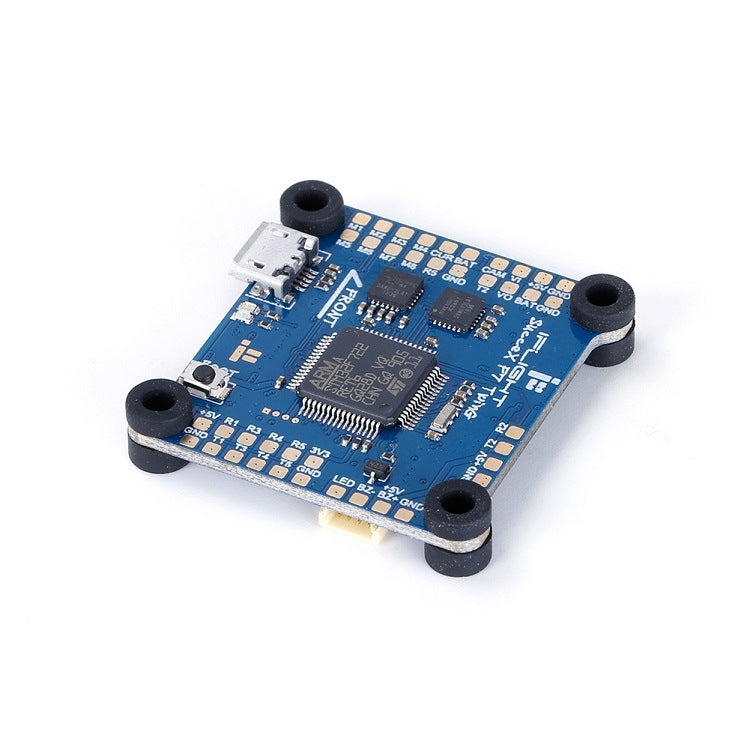 M3 rubber damping balls mounted on an FPV flight controller board