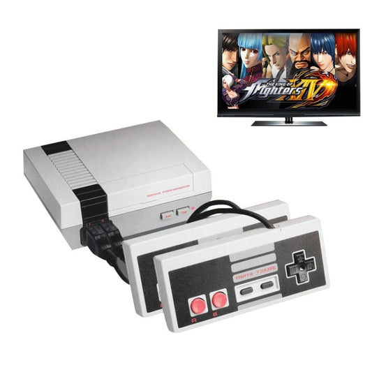 Retro mini TV game console with classic controller panel and red button controls