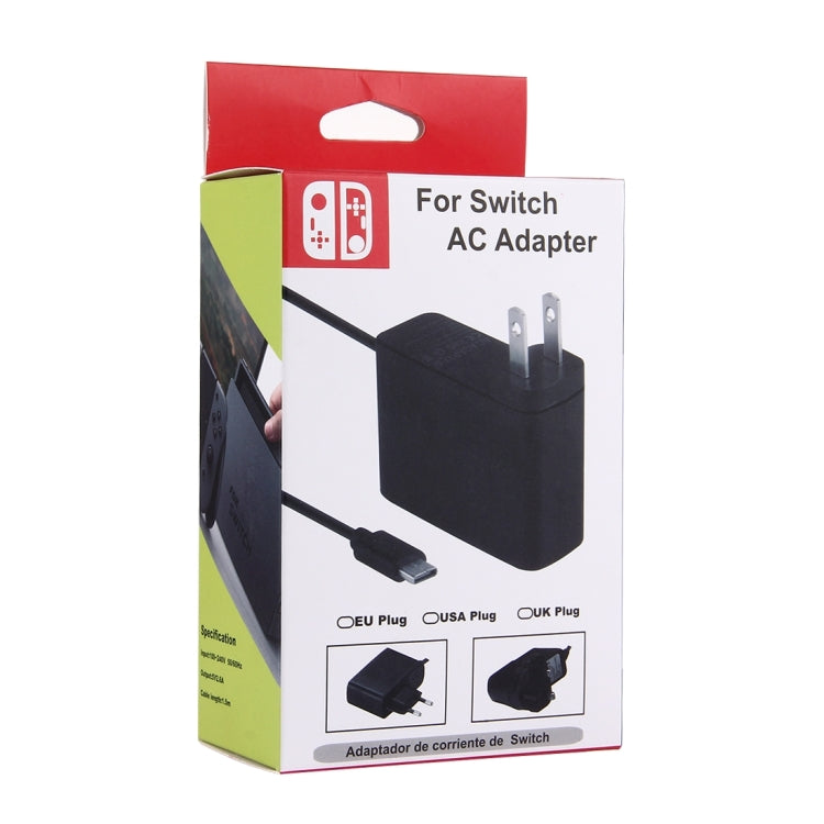 Retail box for Switch AC adapter with EU plug, instructions and connector icons