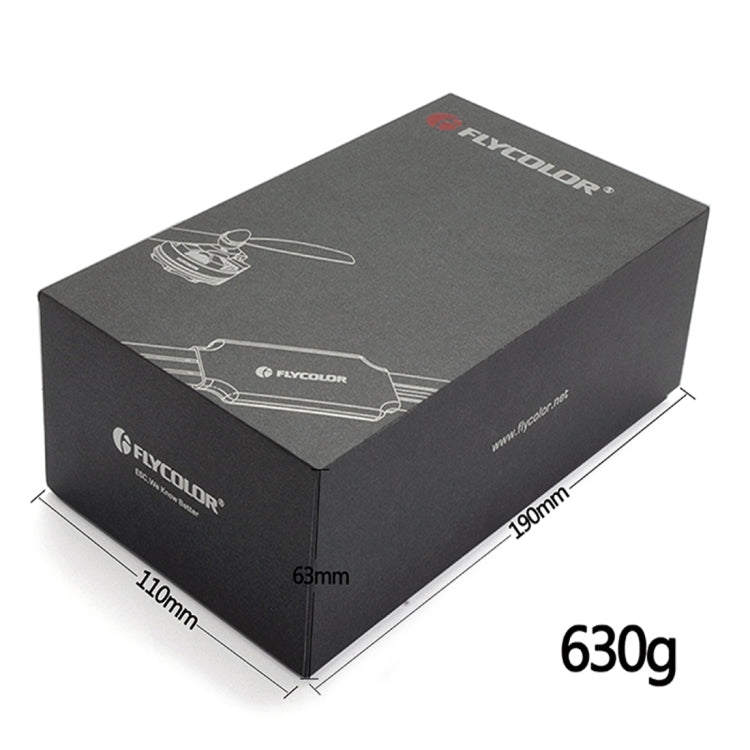 Flycolor power set box with printed drone graphics and size marking