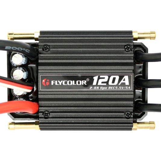 Flycolor waterproof RC electronic speed controller, black 120A unit with gold connectors
