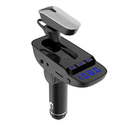 ER9 2 in 1 Hands-Free Calling Car Kit Wireless Bluetooth Headset Dual USB Charger FM Transmitter MP3 Music Player, ER9