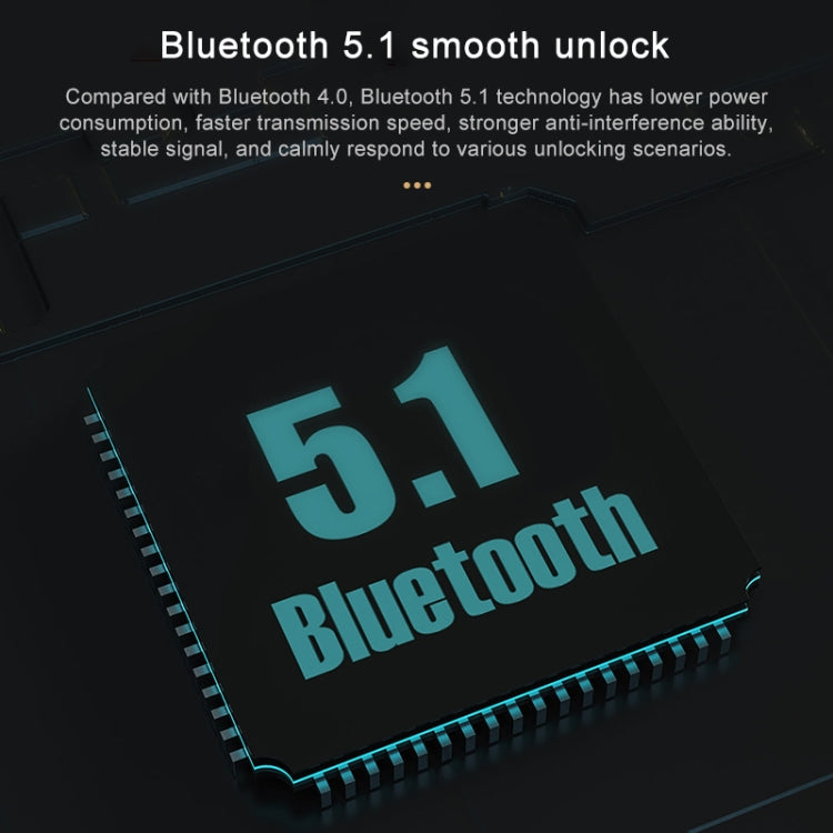 Bluetooth 5.1 chip module with printed 5.1 Bluetooth text and circuit traces