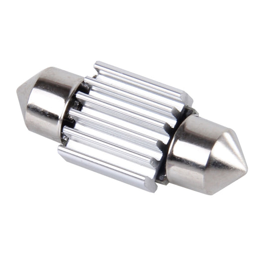 31mm LED festoon bulb with multiple white LEDs in chrome housing, side view
