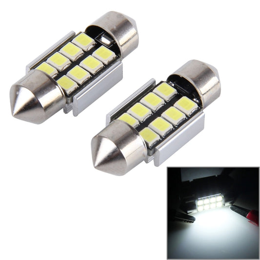 31mm LED reading light bulbs, 8-SMD white light, two-piece chrome housings