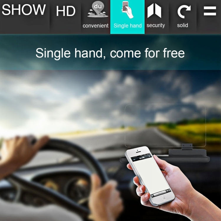 Car GPS HUD head up display mount with transparent screen and phone holder