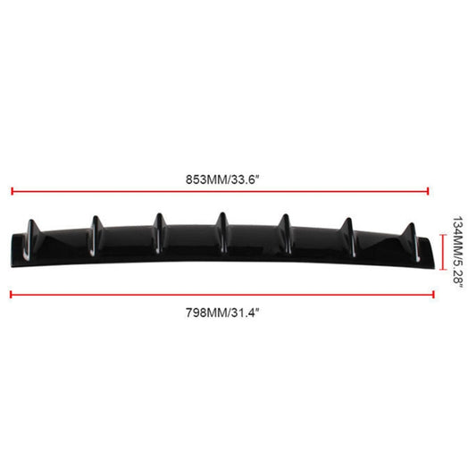 Universal Car Rear Bumper Lip Diffuser 7 Shark Fin Style Black ABS, Size: 85.3 x 79.8 x 13.4cm, 85.0x18.0x5.0cm Black