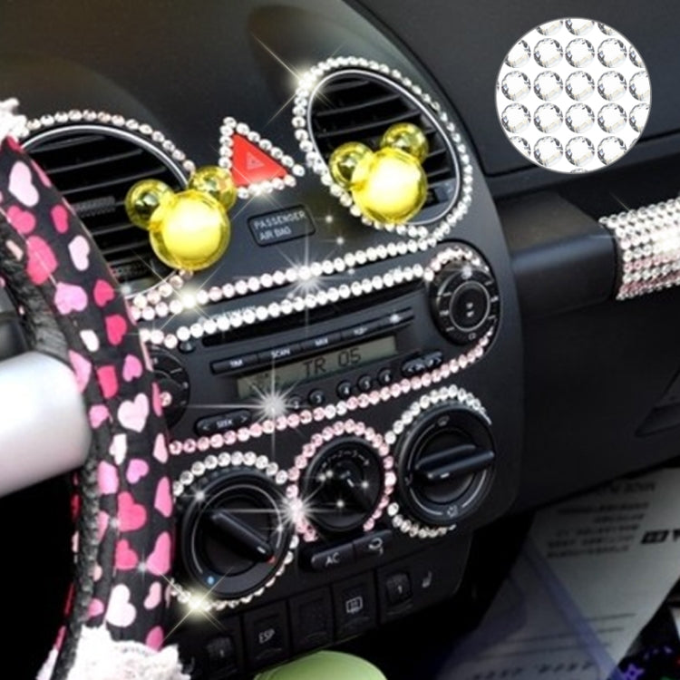 Rhinestone car decoration sticker with clear and pink round crystals around vents and controls